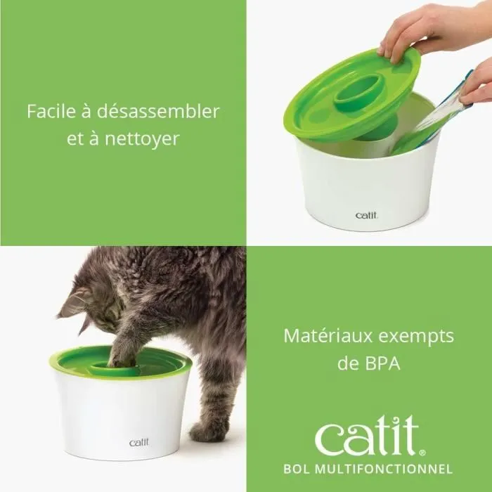 Catit Senses 2.0 Distributeur de Nourriture pour Chat 2.5 Litres, pour Intérieur, Plastique Haute Qualité