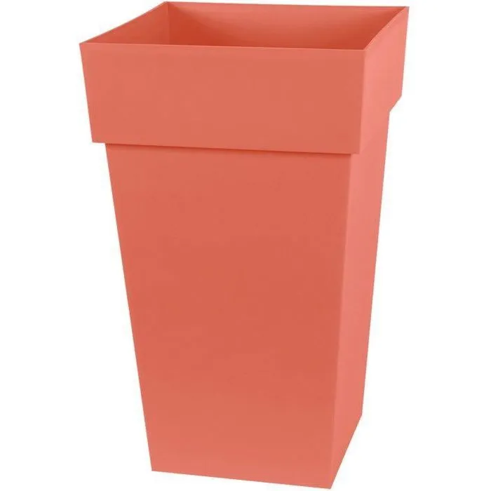 EDA - Pot de fleur carré haut Toscane 39x39x65 cm, 62 L, couleur orange terre battue, pour intérieur et extérieur, traité anti-UV et gel EDA - Pot de fleur carré haut Toscane 39x39x65 cm, 62 L, couleur orange terre battue, pour intérieur et extérieur, traité anti-UV et gel