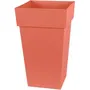 EDA - Pot de fleur carré haut Toscane 39x39x65 cm, 62 L, couleur orange terre battue, pour intérieur et extérieur, traité anti-UV et gel