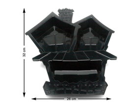 Atosa Assiette en plastique noir forme maison hantée 32x26 cm