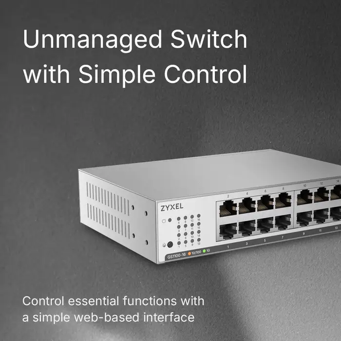 Zyxel GS1100-16 V4 Switch 16 ports Gigabit Ethernet Zyxel GS1100-16 V4 Switch 16 ports Gigabit Ethernet