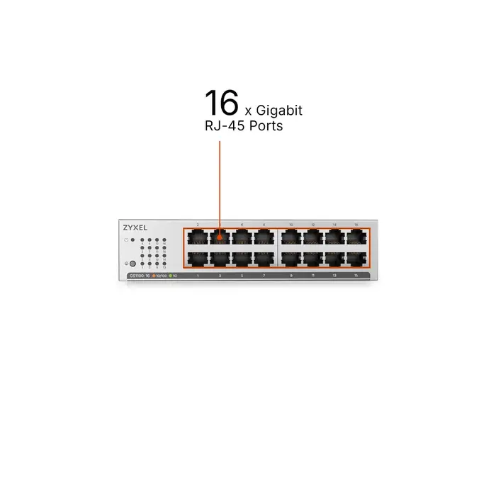 Zyxel GS1100-16 V4 Switch 16 ports Gigabit Ethernet Zyxel GS1100-16 V4 Switch 16 ports Gigabit Ethernet