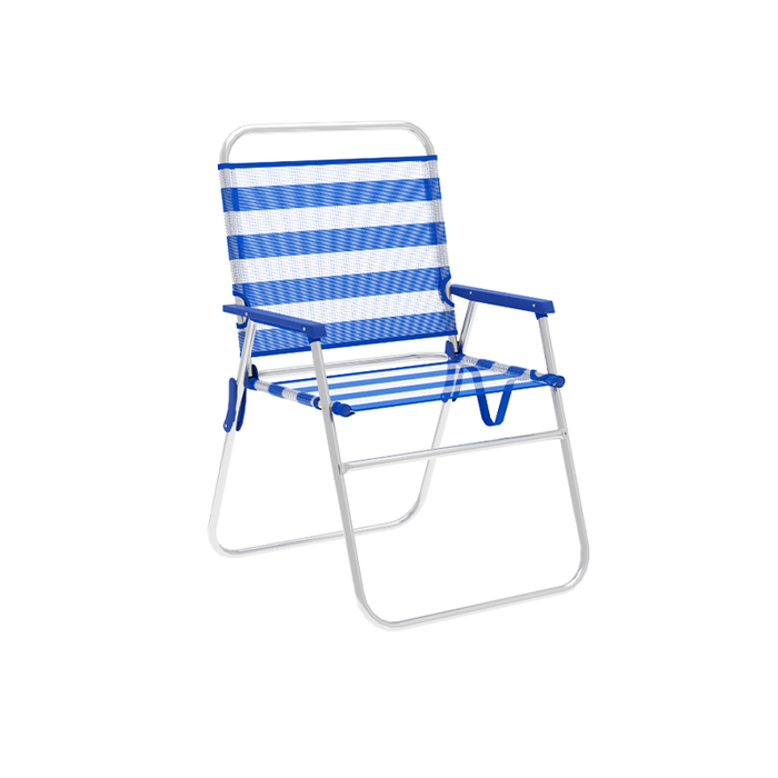 Marbueno 10313 Chaise Pliante Aluminium Rayures Bleu et Blanc Plage et Piscine 52x56x80 cm