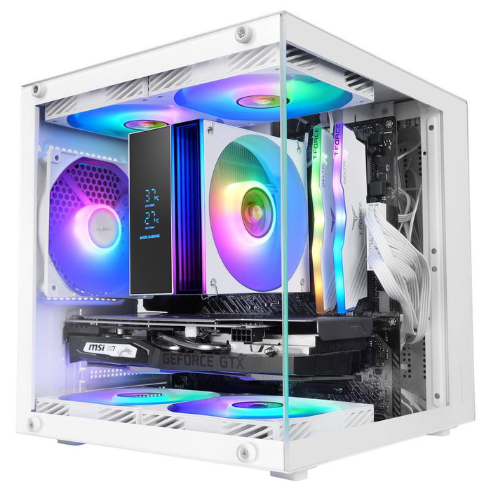 Mars Gaming MC-CUBE Boîtier MicroATX Cube Panoramique avec Vitre Trempée et Ventilateur ARGB 120mm Mars Gaming MC-CUBE Boîtier MicroATX Cube Panoramique avec Vitre Trempée et Ventilateur ARGB 120mm