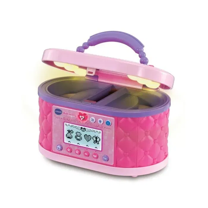 VTECH KIDISECRETS - Ma mallette beauté magique avec miroir lumineux, écran LCD et code secret - Rose - Pour enfants 5 à 12 ans