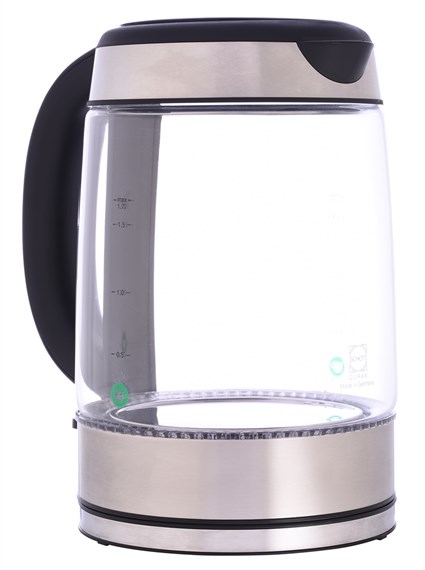 Russell Hobbs 21600-57 Bouilloire électrique Glass transparente 1,7L avec éclairage LED bleu, fonction tasse unique, filtre amovible et bec verseur précis - Inox brossé