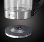 Russell Hobbs 21600-57 Bouilloire électrique Glass transparente 1,7L avec éclairage LED bleu, fonction tasse unique, filtre amovible et bec verseur précis - Inox brossé