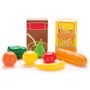 Tachan - Charriot de supermarché avec aliments, version jaune, multilingue (Anglais, Français, Allemand, Italien, Portugais, Espagnol), pour enfants 3 ans et plus