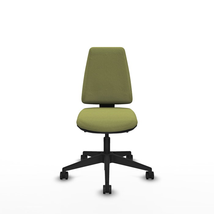 Chaise Elche Asynchrone Tissu Vert olive Base pyramidale noire Sans accoudoirs Sans appui-tête Roulettes 65mm nylon