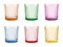 VIVALTO Lot de 24 Verres en Verre à Rayures - Assortiment 6 Couleurs, 360ml