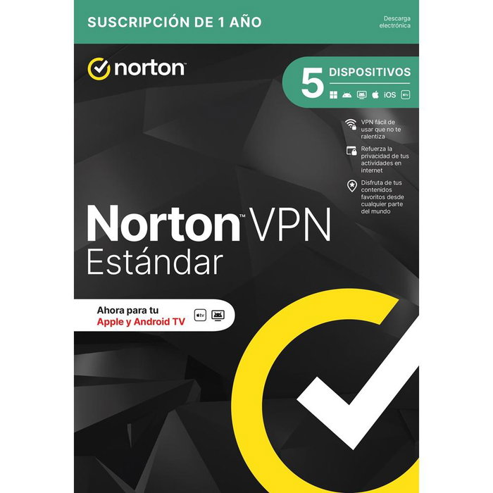 Norton VPN Standard ES 1 Abonnement 12 Mois 5 Appareils Protection Navigation Privée Bloqueur Publicités Kill Switch Norton VPN Standard ES 1 Abonnement 12 Mois 5 Appareils Protection Navigation Privée Bloqueur Publicités Kill Switch