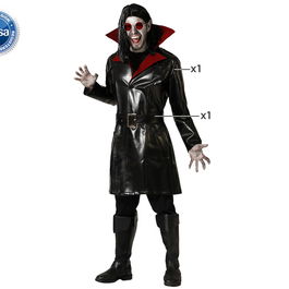 Déguisement Vampire Classique avec T-shirt Rouge et Cape Noire pour Adulte, Taille XL, Multicolore