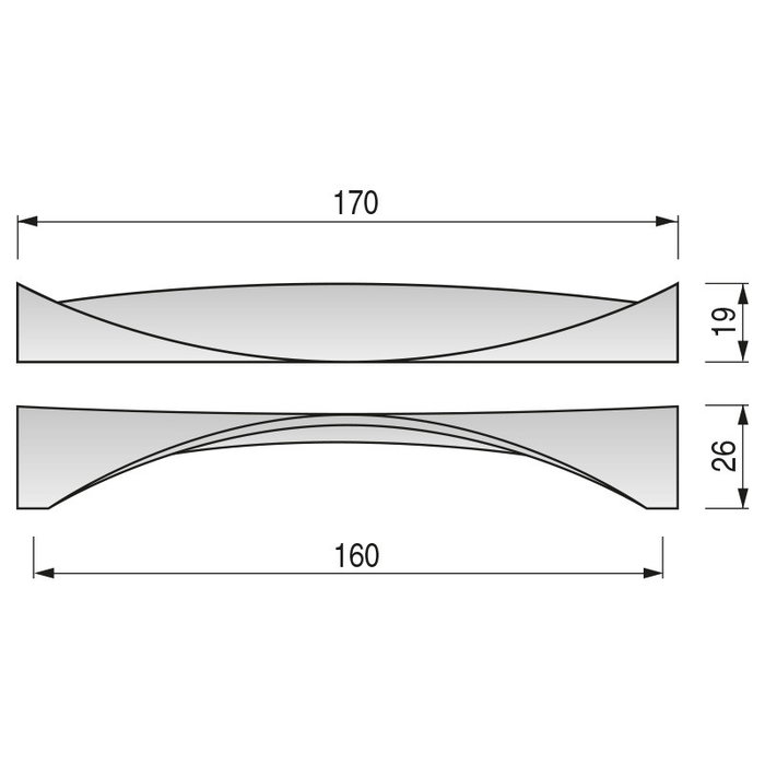 Poignée de meuble VIEFE Twisted Zamak Nickel Satiné Distance 160