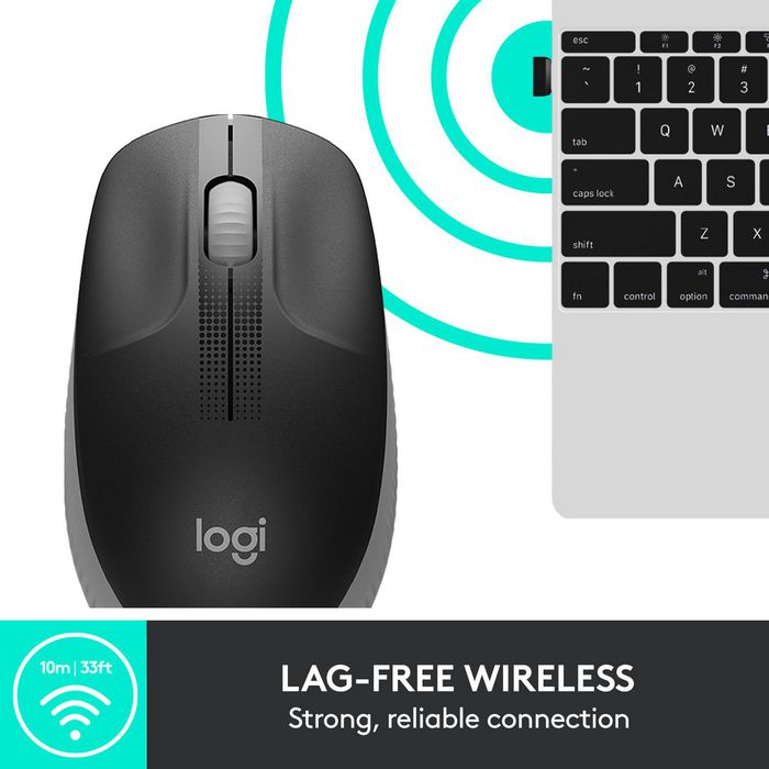 Logitech M190 Souris sans fil ergonomique pour PC, 1000 DPI, autonomie 18 mois, connexion jusqu'à 10 m, avec récepteur USB, pile AA incluse