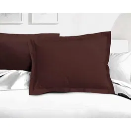 LOVELY HOME Lot de 2 taies d'oreiller 50x70 cm Marron chocolat 100% coton - LH71587