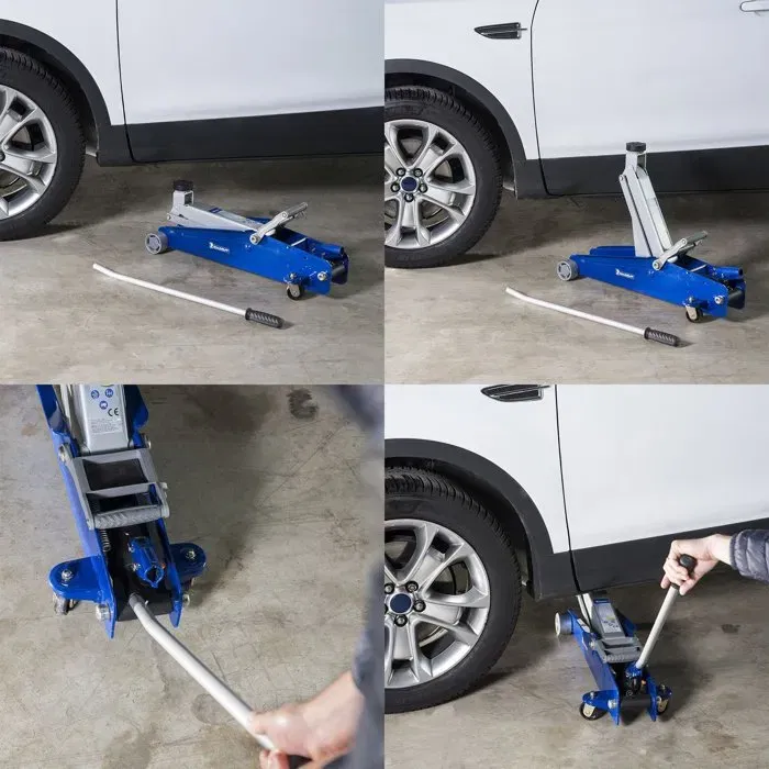 MICHELIN - Cric hydraulique rouleur pour SUV et 4x4, Capacité 2,25T, Hauteur de levage 150 mm à 530 mm, Châssis extra long, Roues pivotantes et poignée