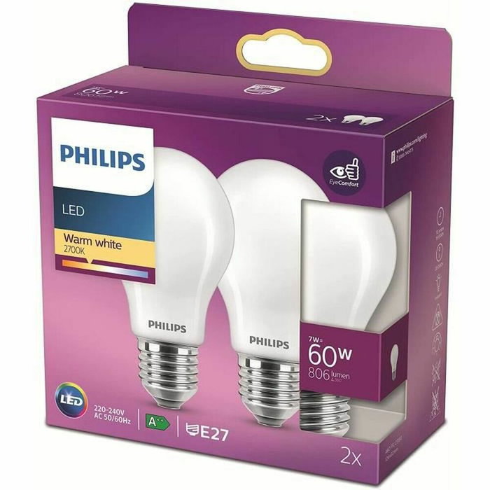 Philips LED Classic Standard 60W Blanc Chaud E27 (Lot de 2) Philips LED Classic Standard 60W Blanc Chaud E27 (Lot de 2)