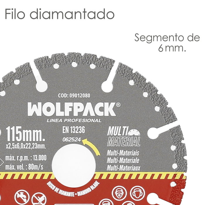 WOLFPACK LINEA PROFESIONAL Disco Diamante 115 Mm Multimaterial Total X WOLFPACK LINEA PROFESIONAL Disco Diamante 115 Mm Multimaterial Total X