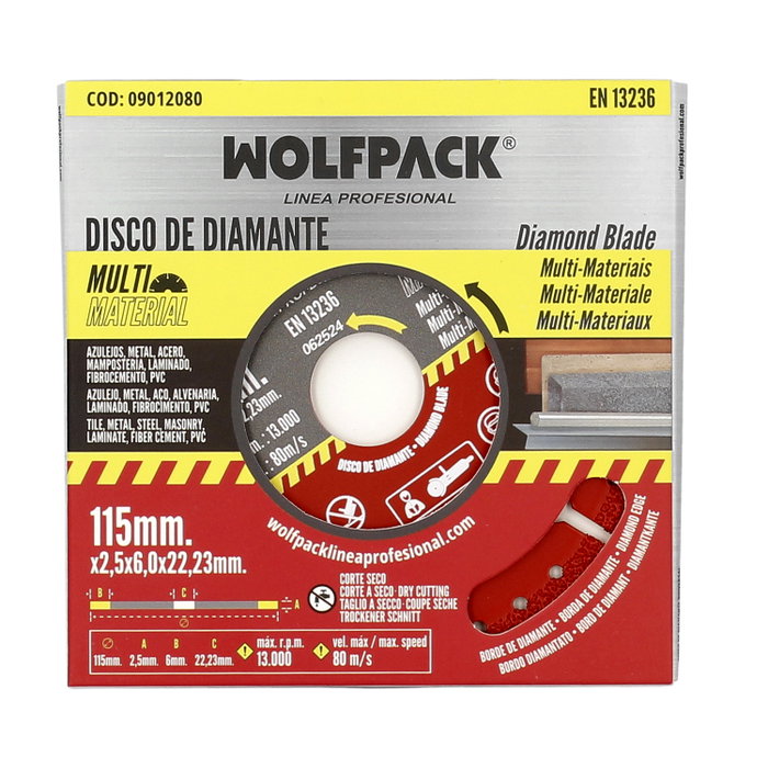 WOLFPACK LINEA PROFESIONAL Disco Diamante 115 Mm Multimaterial Total X WOLFPACK LINEA PROFESIONAL Disco Diamante 115 Mm Multimaterial Total X