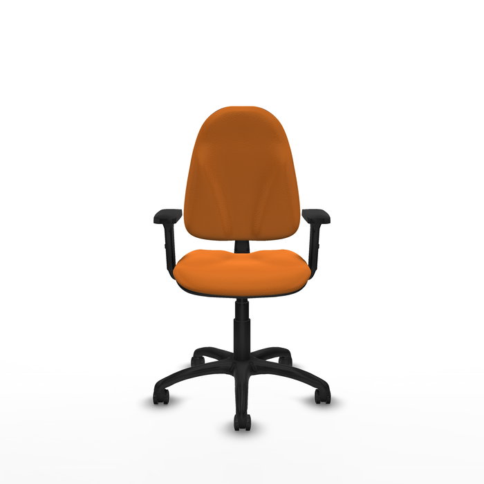 Chaise Algarra Contact permament de base Cuir écologique Orange Structure polyamide noire Accoudoir 2D Sans appui-tête Roulettes pour moquette