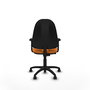 Chaise Algarra Contact permament de base Cuir écologique Orange Structure polyamide noire Accoudoir 2D Sans appui-tête Roulettes pour moquette