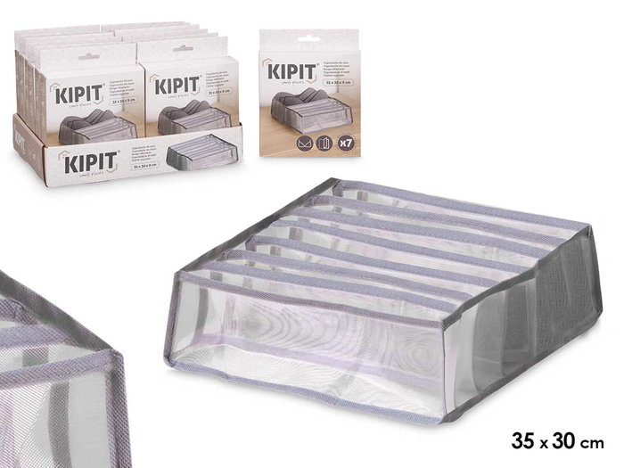 Kipit Organisateur 7 compartiments gris avec bandeau de maintien 35x9x30 cm (Set de 24) Kipit Organisateur 7 compartiments gris avec bandeau de maintien 35x9x30 cm (Set de 24)