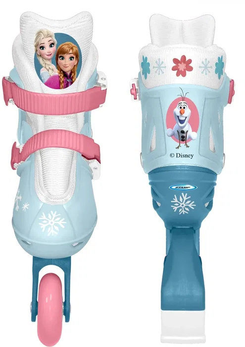 Reine Des Neiges Patins en ligne 2-en-1 pour fille - Bleu - Taille ajustable 27-30 - Tri skate et roller inline - Roues PVC et frein arrière