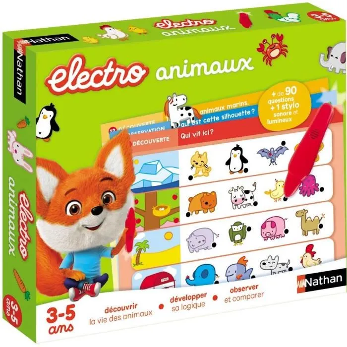 Nathan - Jeu éducatif électronique Electro Animaux - Découverte des animaux pour enfants à partir de 3 ans Nathan - Jeu éducatif électronique Electro Animaux - Découverte des animaux pour enfants à partir de 3 ans