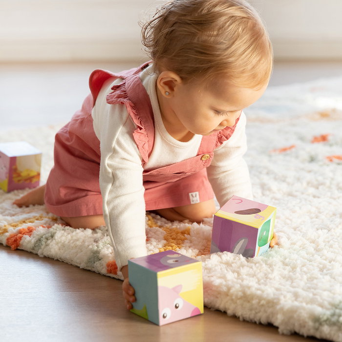 Goula - Puzzle Cubique 4 Cubes en Carton - 6 Scènes Mamans et Bébés Animaux de la Ferme - Jeu Éducatif pour Enfants Dès 2 Ans