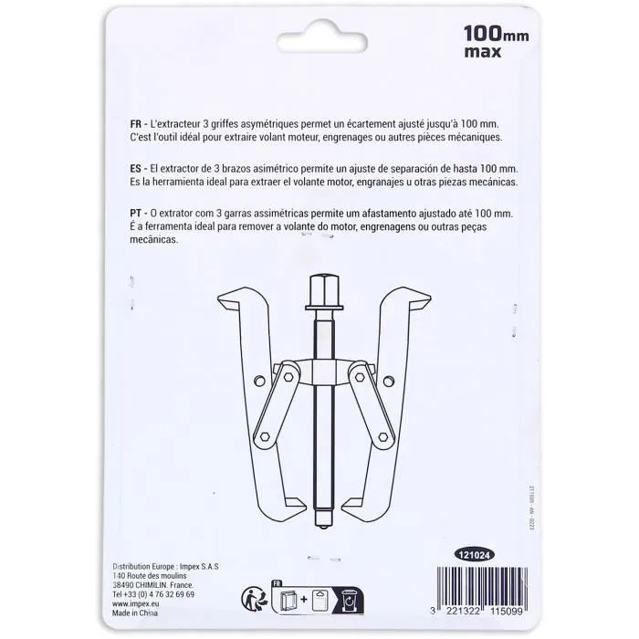 Powertrac Extracteur 3 Griffes 100 mm PRECISION STEEL pour Roulement Pignon Volant Moteur Powertrac Extracteur 3 Griffes 100 mm PRECISION STEEL pour Roulement Pignon Volant Moteur