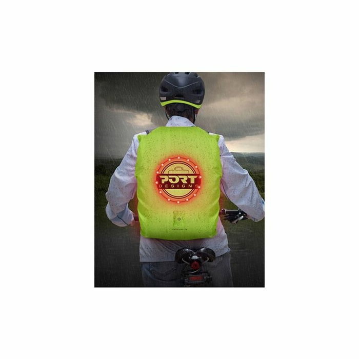 Port Designs Housse de pluie haute visibilité avec LED rechargeable, Jaune flashy