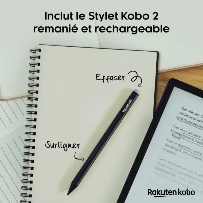 Kobo Elipsa 2E - Liseuse 10,3 pouces écran tactile E Ink Carta 1200 avec stylet, Wi-Fi, 4G, 4 Go de stockage