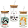 The Concept Factory Verre 450 ml avec Couvercle en Bambou et Paille
