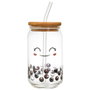 The Concept Factory Verre 450 ml avec Couvercle en Bambou et Paille