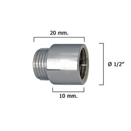 WOLFPACK LINEA PROFESIONAL Rallonge ronde chromée 1/2 x 10