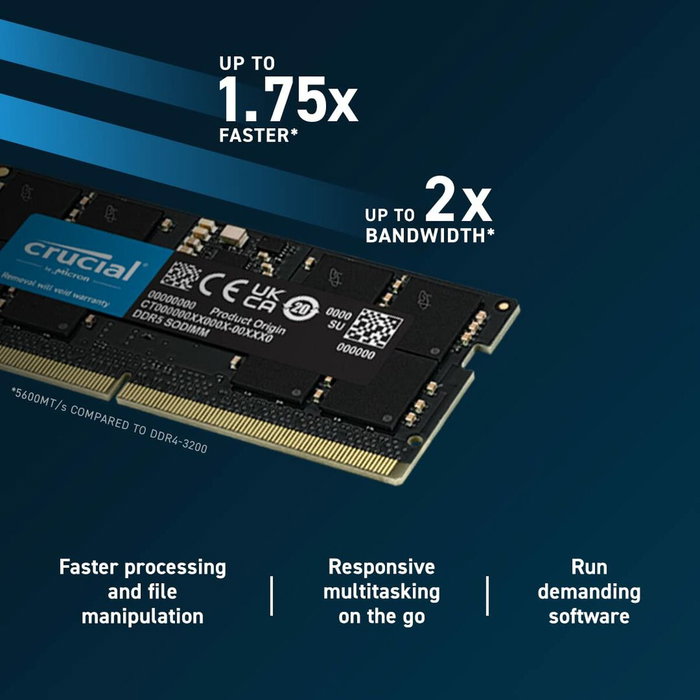 Crucial Kit de mémoire DDR5 64 Go (2x 32 Go) 5600 MHz UDIMM Crucial Kit de mémoire DDR5 64 Go (2x 32 Go) 5600 MHz UDIMM