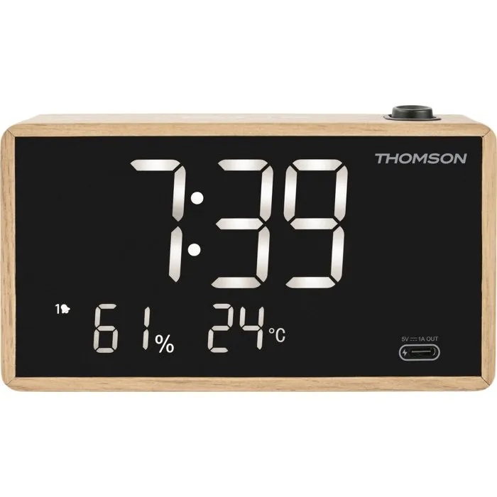 Thomson Radio-réveil avec projection - Bois
