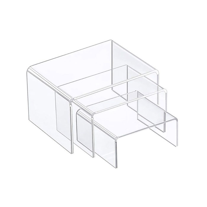 Compossar Pack de 3 Expositeurs Élevés en Méthacrylate Transparent 3 mm pour Vitrine et Étalage Compossar Pack de 3 Expositeurs Élevés en Méthacrylate Transparent 3 mm pour Vitrine et Étalage