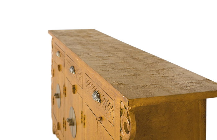 GINER Y COLOMER - Buffet avec 6 portes et 3 tiroirs en bois de manguier - 180 x 40 x 84 cm - Couleur ocre