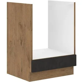 ROCK - Meuble four 60 cm à monter - Imitation chêne Lancelot et gris Matera - Dimensions L60 x H82 x P52 cm