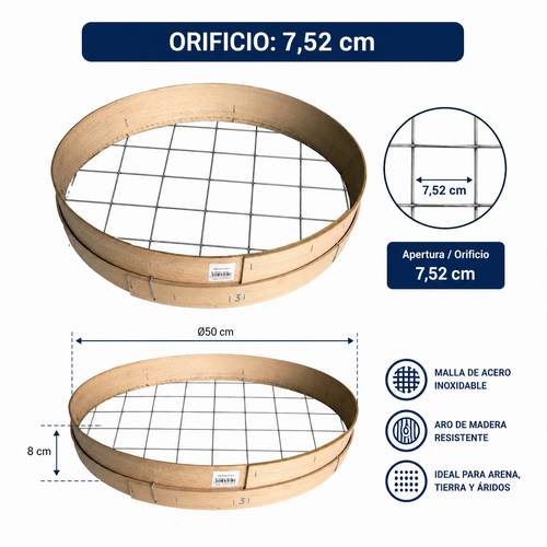 Tuman Crible en bois 50 cmø Nº 3 - Orifice 8 mm