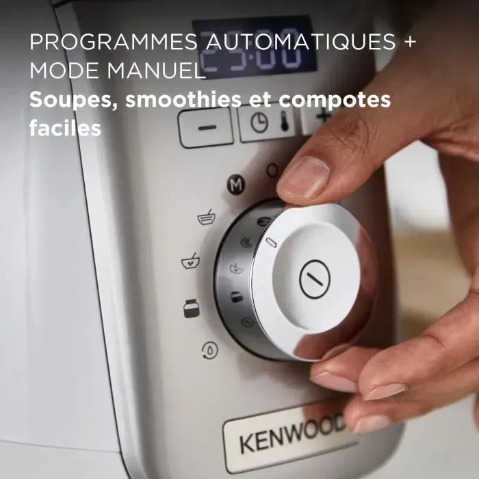 Kenwood Blender chauffant SOUPEASY+ CBL30.000CP - 1000 W, 1,75 L, 4 programmes, Blanc Champagne, Soupe, Compote, Nettoyage, Maintien au chaud, Panier vapeur