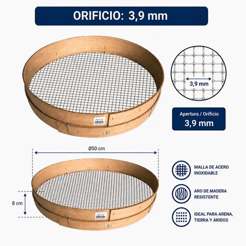 Tuman Criba Madera 50Cmø Nº 6 - Orificio 3,9mm Tuman Criba Madera 50Cmø Nº 6 - Orificio 3,9mm