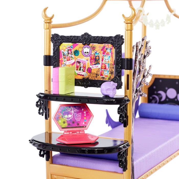 Mattel Monster High - Chambre de Clawdeen Wolf HHK64 - Ensemble de jeu avec lit, bureau et accessoires - Figurine