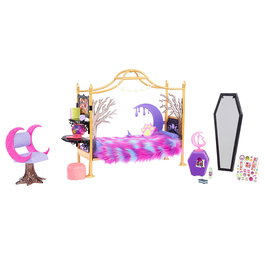 Mattel Monster High - Chambre de Clawdeen Wolf HHK64 - Ensemble de jeu avec lit, bureau et accessoires - Figurine