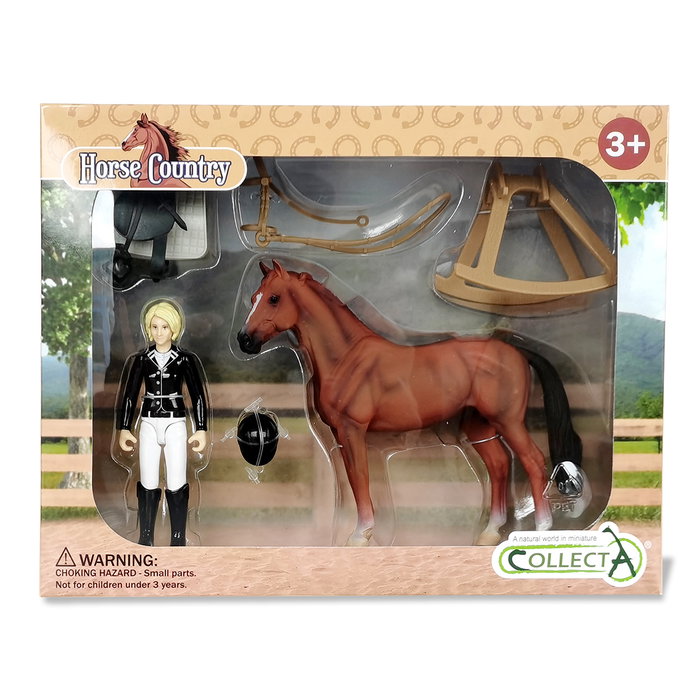 Collecta - Figurine de Cheval avec Jockey et Accessoires de Course - Pack de 6 Pièces - 84244 Collecta - Figurine de Cheval avec Jockey et Accessoires de Course - Pack de 6 Pièces - 84244
