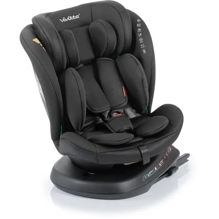 Babyauto Siège Auto Sigma iFix Vivitta Groupe 0/1/2/3 (40-150 cm) Pivotant 360° avec Système Isofix et Top Tether, Inclinable, Noir