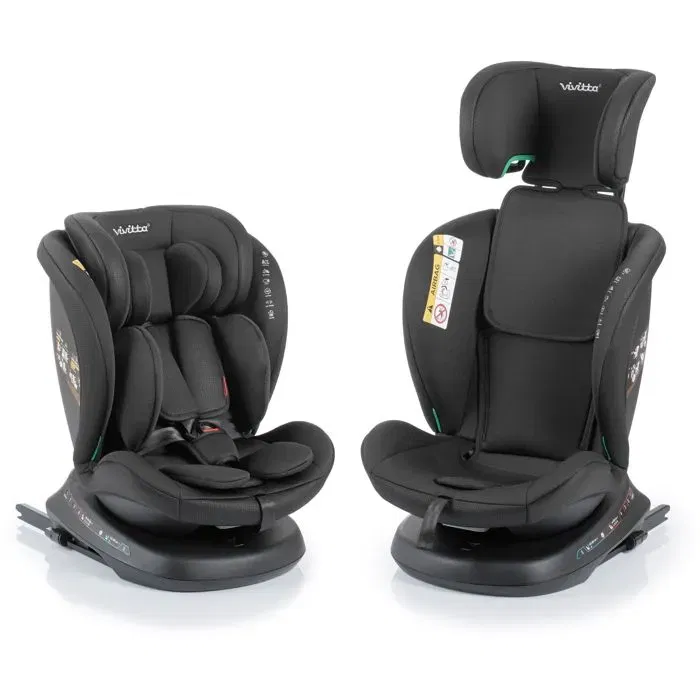 Babyauto Siège Auto Sigma iFix Vivitta Groupe 0/1/2/3 (40-150 cm) Pivotant 360° avec Système Isofix et Top Tether, Inclinable, Noir