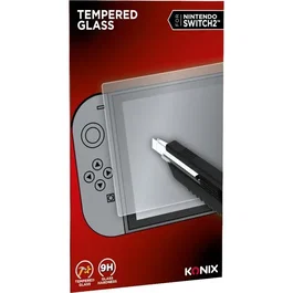 Konix Verre Trempé 9H pour Nintendo Switch 2 - Protection d'écran Anti-Rayures et Anti-Chocs - Pose Facile sans Bulles - Transparent - Inclut Kit de Nettoyage
