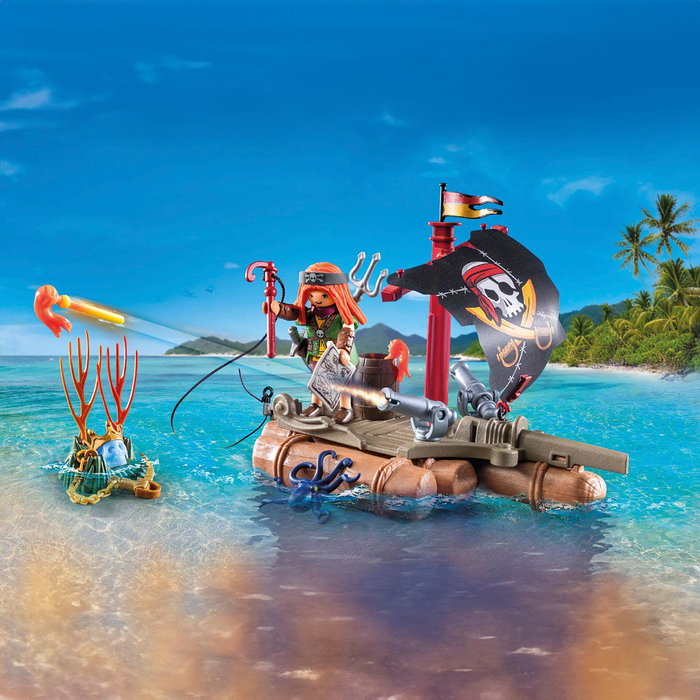 Playmobil Bote Pirata avec Radeau Flottant, Canons et Trésor 71794